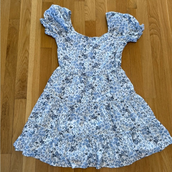 TRIXXI Women's Dress Blue White Floral Mini Puff Sleeve Cottagecore Size small - Picture 10 of 12